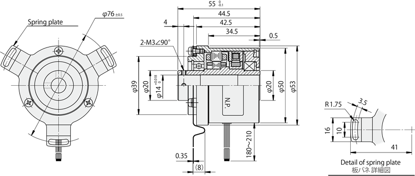 ブラシレスレゾルバ（Smartsyn）中空軸タイプ 外形図